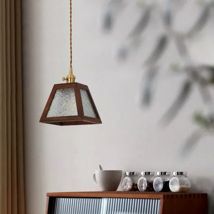 Suspension vintage en bois massif et verre style Shanghai — LZ4T9Q2M