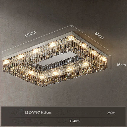 Lustre LED dimmable en cristal forme ronde et rectangulaire — LZ4P9XJ
