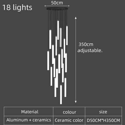 Lustre LED tube long spirale au design minimaliste moderne 2023 — LZ4X9M