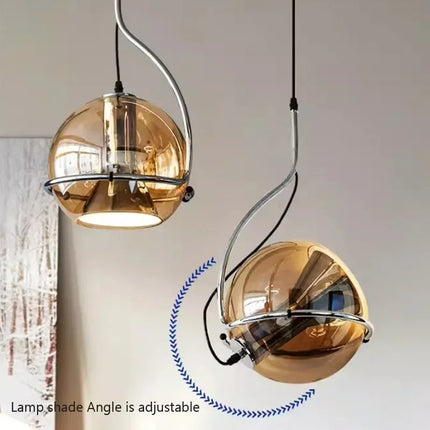 Lustre suspension rétro américain en verre ambré pour ambiance créative — LZ4X9T