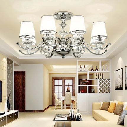 Lustre moderne chromé avec abat-jours blancs — LZ4XJ9