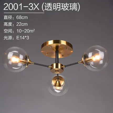 Lustre boule en verre transparent et gris fumé design LED — LZ4X9T1