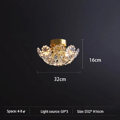 Lustre suspension cuivre orné de cristaux en forme de pissenlit rond — LZ4QJ7