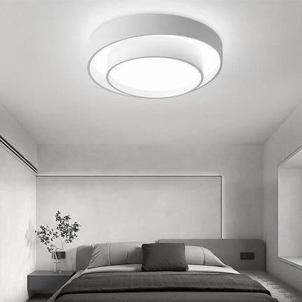 Plafonnier LED blanc minimaliste double cercle moderne — LZ4X9P2