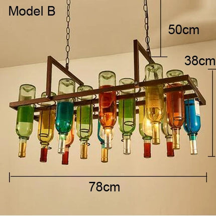 Lustre suspension vintage en verre bouteille pour bar et café E27 LED — LZ4X7M