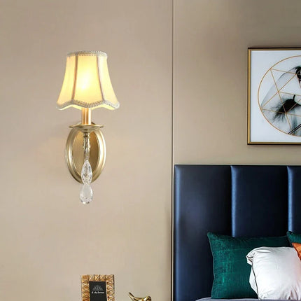 Applique murale en cristal et tissu style rural américain pour hôtel — LZ4X9P2