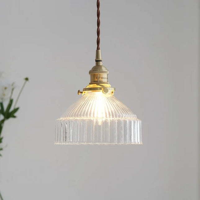 Suspension vintage en laiton avec verre japonais pour éclairage intérieur — LZ4X9M