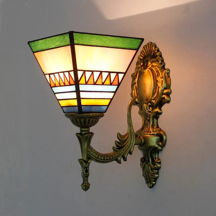 Applique murale décorative en verre avec fleurs turques et abat-jour baroque — LZ4X9T2