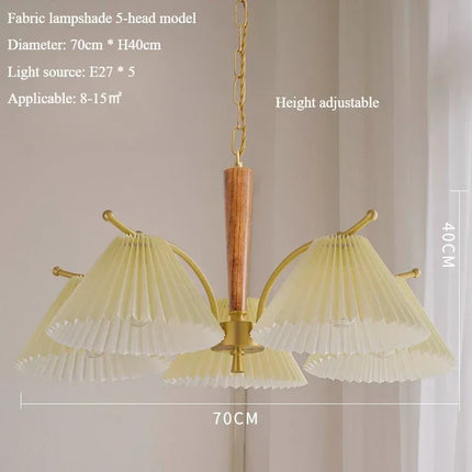Lustre suspension nordique avec abat-jour en tissu plissé — LZ4X9T