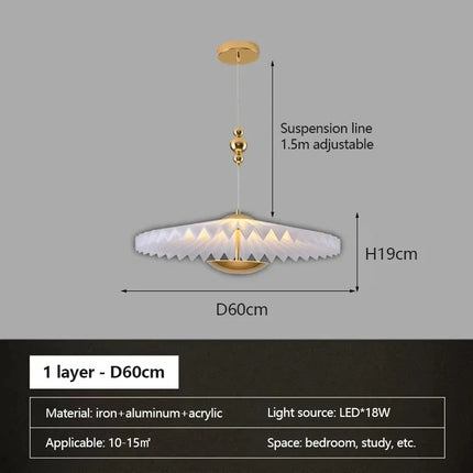 Lustre LED plissé pliant au design minimaliste soucoupe volante — LZ3F9X