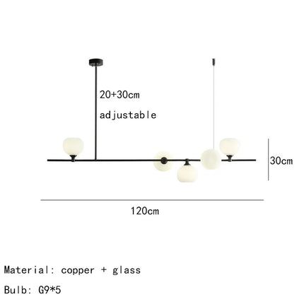 Lustre moderne en cuivre noir avec ampoule en verre blanc — LZ4X9P