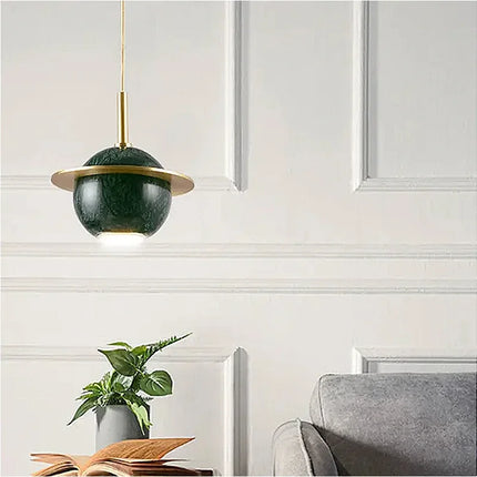 Lustre circulaire en marbre naturel style nordique pour bars et restaurants — LZ4X7Q9J
