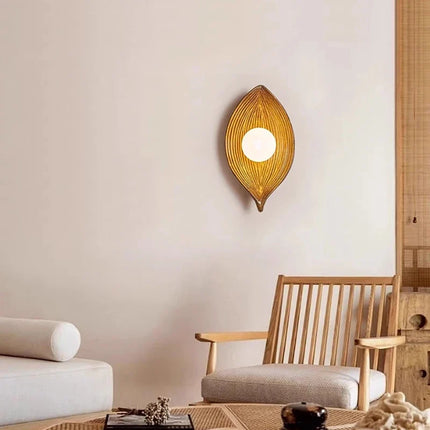 Applique murale en résine et verre forme feuille pour éclairage d'allée — LZ4X9T2