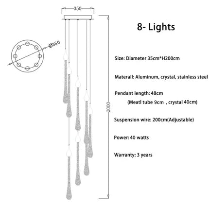 Lustre LED moderne en cristal pour escalier spacieux — LZ4X9P2