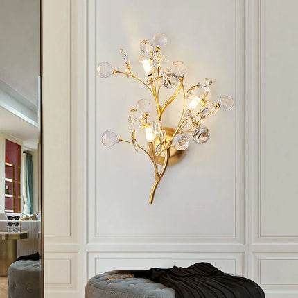 Applique murale romantique en cristal transparent et métal doré — LZ4Q7M9