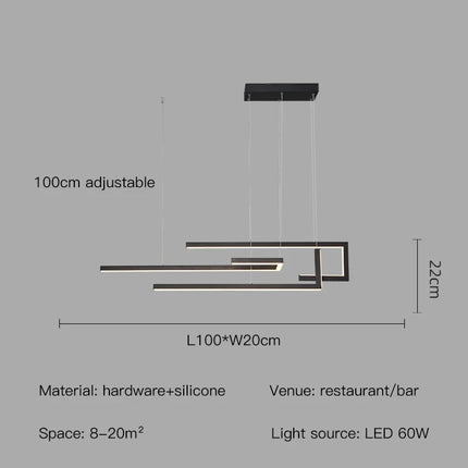 Suspension LED rectangulaire moderne à intensité variable — LZ4X9M