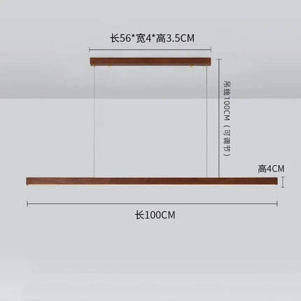 Lustre rétro en bois de noyer avec bande allongée pour loft — LZ4F7Q2