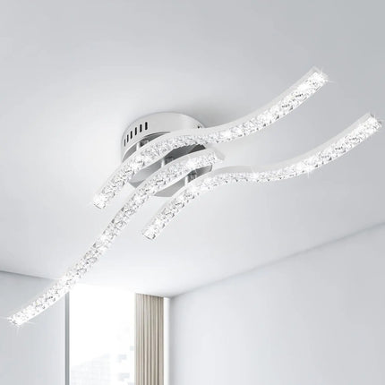 Plafonnier LED incurvé métal avec trois ampoules et diffuseurs acryliques — LZ4X9P