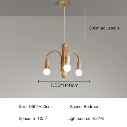 Lustre LED vintage style nordique imitation bois pour intérieur moderne — LZ4X9P2