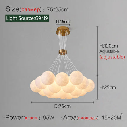 Lustre suspension nordique design planète lune avec bulles décoratives — LZ4XJ9