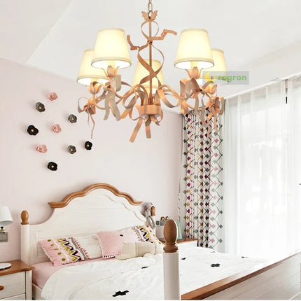 Lustre suspension ruban rose pour chambre d’enfant élégante — LZ4X9T2