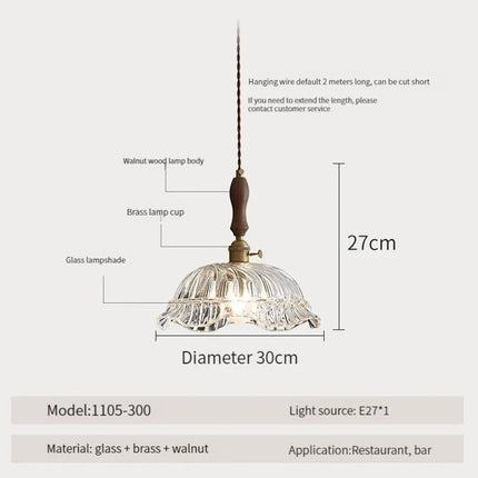 Suspension nordique en bois, verre et laiton au style rustique moderne — LZ4X9B
