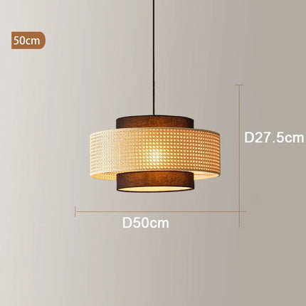 Suspension design à cannage en bambou rotin LED déco