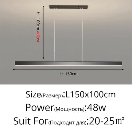 Lustre LED carré noir moderne pour salon et cuisine — LZ4X9P