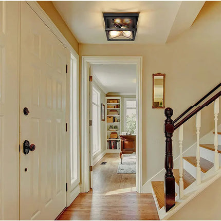 Plafonnier carré rétro en fer style américain pour intérieur — LZ4X9M2