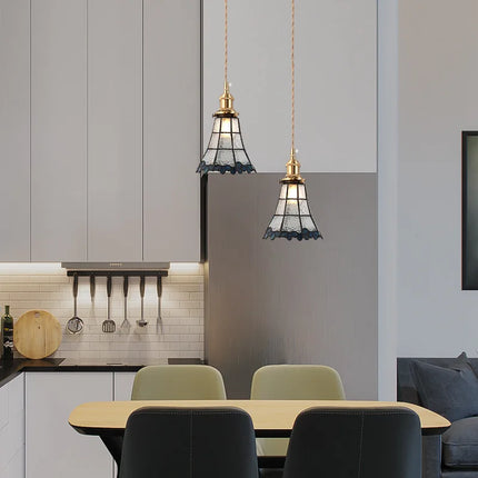 Suspension nordique en verre teinté et cuivre élégant — LZ4X9P