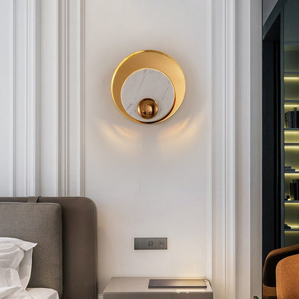 Applique murale LED en marbre et laiton doré design luxe — LZ4X9P2