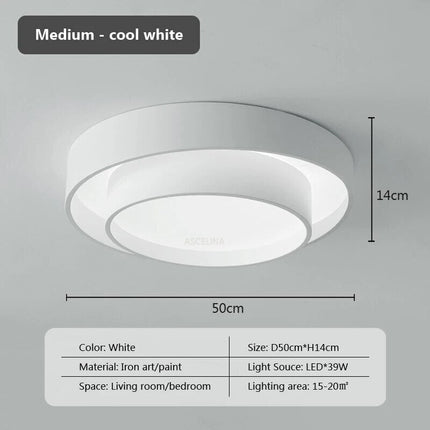 Plafonnier LED blanc minimaliste double cercle moderne — LZ4X9P2