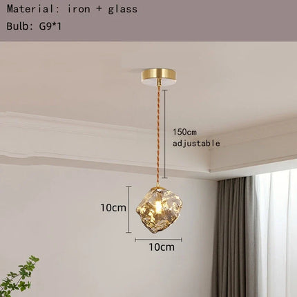 Lustre en verre ambré style bloc de glace pour bar et restaurant — LZ4XJ9