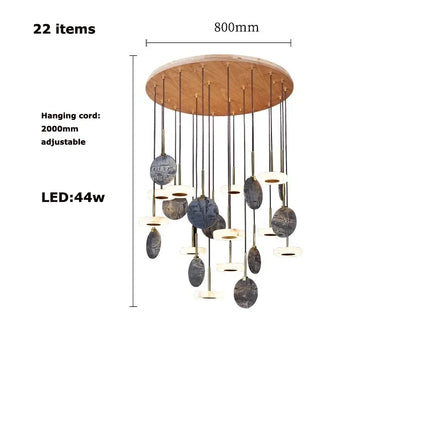 Plafonnier suspension moderne en marbre et bois élégant — LZ4X9T2