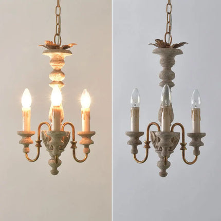 Lustre en bois massif style rural nordique américain rétro — LZ4D9XQ
