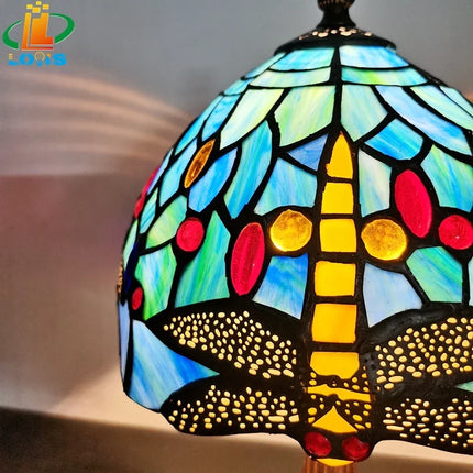 Lampe de chevet libellule en alliage émaillé style méditerranéen — LZ4X9T1