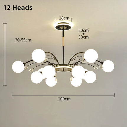 Lustre moderne en verre avec cristaux lumineux pour éclairage élégant — LZ4X9P