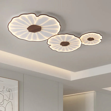 Plafonnier LED moderne en métal design feuille de lotus pour salon et chambre — LZ4X9P2