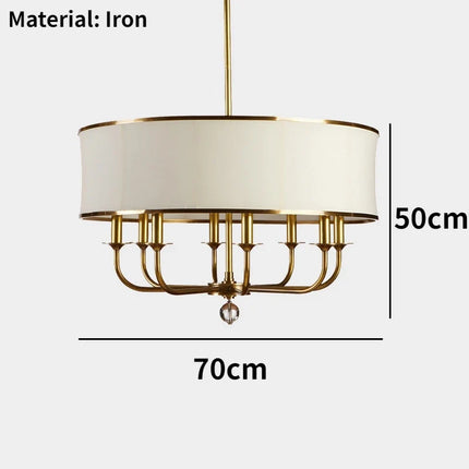 Lustre américain en cuivre avec abat-jour en tissu simple et créatif — LZ4X9M