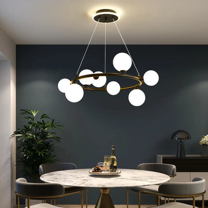 Lustre suspension en verre avec anneau mat et fil réglable — LZ4G7T9