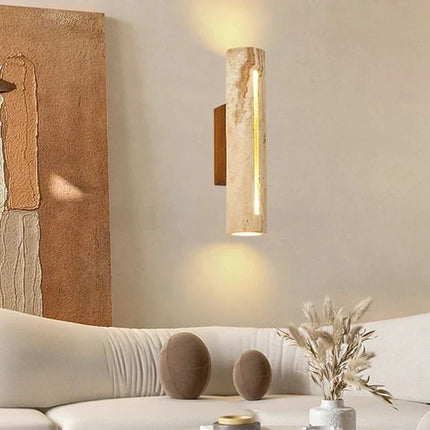 Applique murale art déco en pierre naturelle et bois pour ambiance chaleureuse — LZ4X9P2Q
