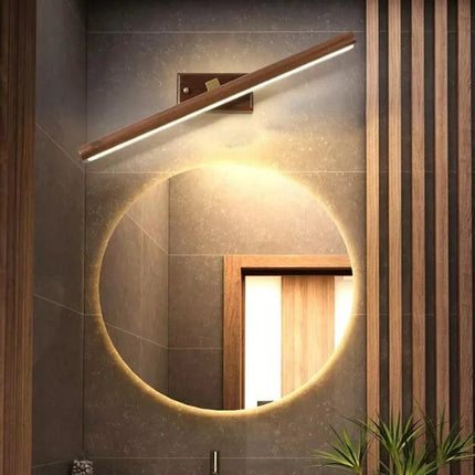 Applique murale LED avec miroir bois 40 cm pour salle de bain et chevet — LZ7P4X