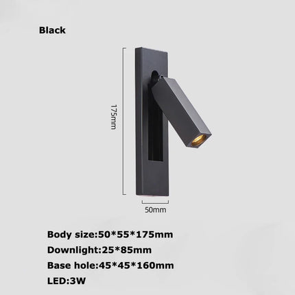 applique murale led rotative avec interrupteur pour lecture