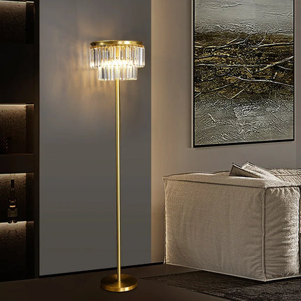 Lampadaire en verre et cuivre pour hôtel et bureau — LZ4X9T