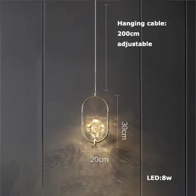 Lustre LED en verre avec ceinture en cuir rétro moderne — LZ4P9XQ