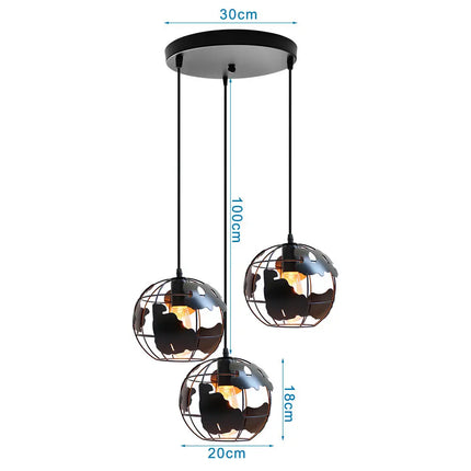 Suspension métal avec abat-jour globe style industriel moderne — LZ4X9T