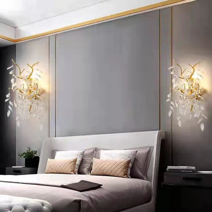 Applique murale LED art déco en cristal et aluminium doré — LZ4X9P2