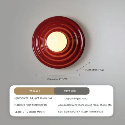 Applique murale LED ronde en résine style rétro japonais — LZ4X9P2