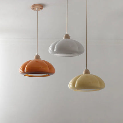 Suspension citrouille en verre LED style japonais vintage bois — LZ4X9P
