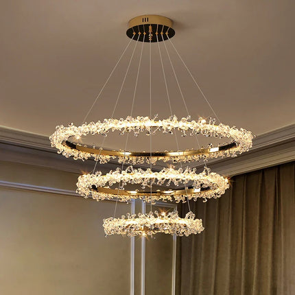 Lustre moderne en cristal avec éclairage LED annulaire variable — LZ4X9P2